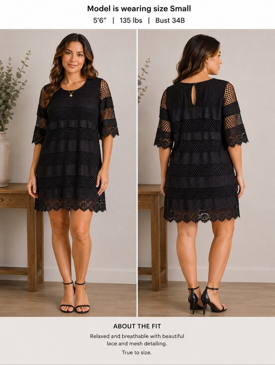Ecru Lab Dresses & Skirts - Ecru Lab Womens Lace Mesh Black Dress Size S